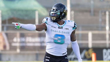 European Football Alliance Wide Receiver der Munich Ravens Malik Stanley (American Football, EFA)