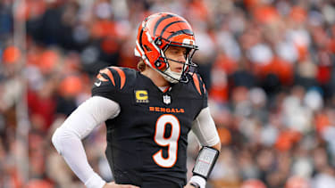 Cincinnati Bengals quarterback Joe Burrow (9) stands on the field during the game against the Cleveland Browns and the Cincinnati Bengals on January 4, 2026