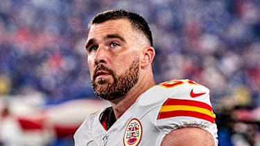 Tight End Travis Kelce von den Kansas City Chiefs während des NFL-Spiels gegen die New York Giants im MetLife Stadium in East Rutherford, New Jersey (American Football, USA)