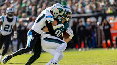 Die Carolina Panthers in einem NFL-Spiel gegen die Philadelphia Eagles