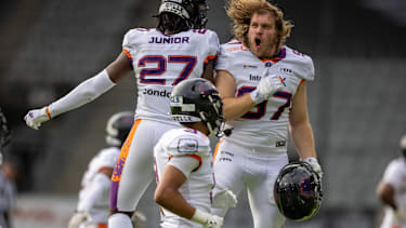 Spielszene zwischen den Raiders Tirol und der Frankfurt Galaxy im Tivoli Stadion Tirol in Innsbruck während der Week 4 der European Football Alliance (EFA) Saison 2026