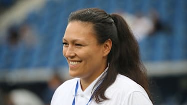 Nadine Nurasyid von Stuttgart Surge beim American-Football-Spiel gegen die Munich Ravens am 26. Mai 2024 in Sinsheim