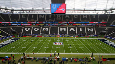 Das Frankfurter Waldstadion als Schauplatz für die NFL im Jahr 2023. Hier trafen die Indianapolis Colts auf die New England Patriots.