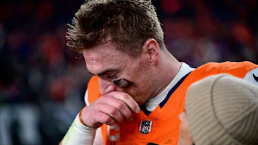 Bo Nix im Interview nach dem Divisional Round Game im Januar.