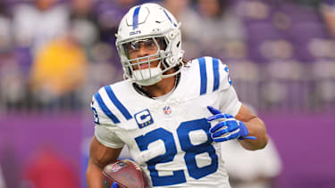 Indianapolis Colts Running Back Jonathan Taylor (28) bei einem NFL-Spiel.