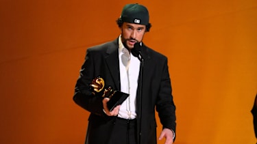 Syndication: USA TODAY Feb 5, 2023; Los Angeles, CA, USA; Bad Bunny accepts the award for best musica urbana album for Un Verano Sin Ti during the 65th Annual Grammy Awards at Crypto.com Arena in Los Angeles on Sunday, Feb. 5, 2023.. , EDITORIAL USE ONLY PUBLICATIONxINxGERxSUIxAUTxONLY Copyright: xRobertxHanashirox USATSI_21846075