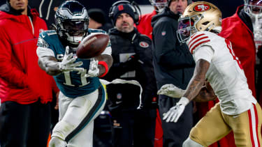 January 11, 2026, Philadelphia, Pa, USA: Philadelphia Eagles wide receiver A.J. Brown (11) misses bringing in a catch during the NFL, American Football Herren, USA football playoff matchup between the San Francisco 49ers and the Philadelphia Eagles at Lincoln Financial Field in Philadelphia, Pennsylvania on January 11, 2026. Cal Media Philadelphia USA - ZUMAcs17 20260111_faf_cs17_071 Copyright: xScottxSeriox