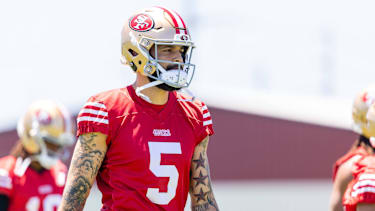 San Francisco 49ers Wide Receiver Miek Evans beim Training.