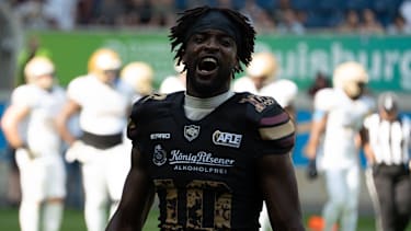 Harlan Kwofie gehörte im deutschen Derby zu den wichtigsten Anspielstationen von Quarterback Kenji Bahar.