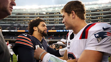 Caleb Williams und Drake Maye in einem NFL-Spiel für die Chicago Bears und die New England Patriots