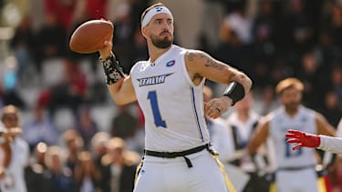 Italiens Quarterback Luke Zaradkha bei der Europameisterschaft im vergangenen Jahr.
