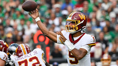 Jayden Daniels in einem NFL-Spiel für die Washington Commanders