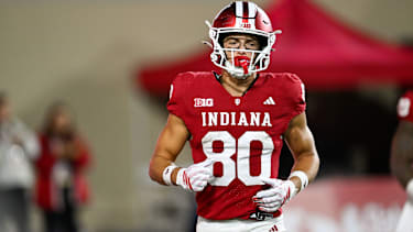 Indiana Hoosiers Wide Receiver Charlie Becker (80) während des College-Football-Spiels gegen die Northwestern Wildcats am 25. September 2026 im Memorial Stadium in Bloomington, Indiana.
