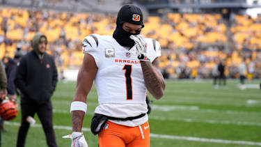 Cincinnati Bengals Wide Receiver Ja'Marr Chase 1 bei einem NFL-Spiel.