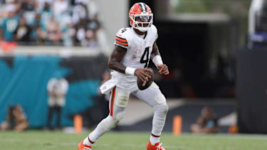 Cleveland Browns Quarterback Deshaun Watson im NFL-Spiel gegen die Jacksonville Jaguars.