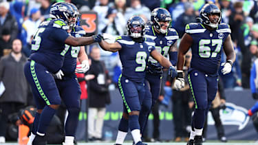 NFL, American Football Herren, USA NFC Championship Game-Los Angeles Rams at Seattle Seahawks Jan 25, 2026; Seattle, WA, USA; Seattle Seahawks running back Kenneth Walker III (9) celebrates after running for a touchdown in the first half against the Los Angeles Rams in the 2026 NFC Championship Game at Lumen Field. Seattle Lumen Field WA USA, EDITORIAL USE ONLY PUBLICATIONxINxGERxSUIxAUTxONLY Copyright: xKevinxNgx 20260125_lbm_cf9_034