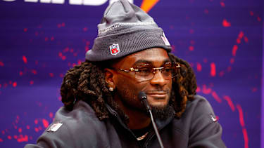 Bei der Super Bowl Opening Night war Brandon Aiyuk im Gespräch mit der Presse.