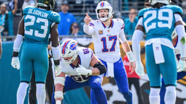 January 11, 2026: Buffalo Bills quarterback Josh Allen (17) in the first half of a wild card game against the Jacksonville Jaguars in Jacksonville, FL. Romeo T Guzman Cal Media Jacksonville USA - ZUMAcg2_ 20260111_faf_cg2_087 Copyright: xRomeoxGuzmanx