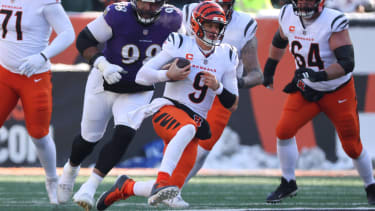 NFL, American Football Herren, USA Baltimore Ravens at Cincinnati Bengals Dec 14, 2025; Cincinnati, Ohio, USA; Cincinnati Bengals quarterback Joe Burrow (9) runs the ball during the first quarter against the Baltimore Ravens at Paycor Stadium. Cincinnati Paycor Stadium Ohio USA, EDITORIAL USE ONLY PUBLICATIONxINxGERxSUIxAUTxONLY Copyright: xJosephxMaioranax 20251214_tbs_mb3_088