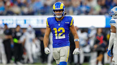 INGLEWOOD, CA - DECEMBER 14: Los Angeles Rams wide receiver Puka Nacua (12) walks off the field during the NFL, American Football Herren, USA game between the Detroit Lions and the Los Angeles Rams on December 14, 2025 at SoFi Stadium in Inglewood, CA. (Photo by Jordon Kelly Icon Sportswire) NFL: DEC 14 Lions at Rams EDITORIAL USE ONLY Icon251214281