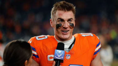Nov 6, 2025; Denver, Colorado, USA; Denver Broncos quarterback Bo Nix (10) after the game against the Las Vegas Raiders at Empower Field at Mile High. Mandatory Credit: Isaiah J. Downing-Imagn Images