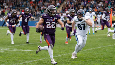 Frankfurt Galaxy im Spiel gegen Nordic Storm in der Saison 2025.