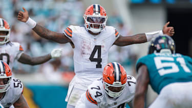 Cleveland Browns Quarterback Deshaun Watson beim NFL-Spiel gegen die Jacksonville Jaguars.