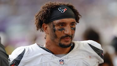 Deutscher Houston Texans Fullback Jakob Johnson (43) bei einem NFL-Spiel.