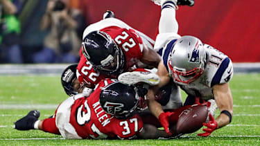 Super Bowl LI - New England Patriots vs. Atlanta Falcons They are calling it The Catch. If wide receiver Julian Edelman hadn t made that catch, the greatest comeback in Super Bowl history may never have happened and the New England Patriots wouldn t have been Super Bowl champions. It was one of the greatest catches I ve ever seen, quarterback Tom Brady said. I don t know how the hell he caught it. The Atlanta Falcons lost to the New England Patriots in Super Bowl LI on Sunday, Feb. 5, 2017 at NRG Stadium in Houston, Texas. (Bob Andres Atlanta Journal-Constitution TNS) Houston TX USA EDITORIAL USE ONLY Copyright: xx 1197079 BobxAndresx krtphotoslive778723