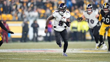 Lamar Jackson in einem NFL-Spiel für die Baltimore Ravens