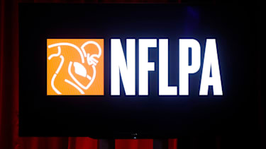 NFL, American Football Herren, USA Players Association logo is displayed at the NFLPA press conference, PK, Pressekonferenz in the days leading up to Super Bowl LX in San Francisco on Tuesday, February 3, 2026. The New England Patriots will play the Seattle Seahawks in Super Bowl LX at Levi s Stadium in Santa Clara on Sunday, February 8, 2026. PUBLICATIONxNOTxINxUSA SBP20260203146 JOHNxANGELILLO