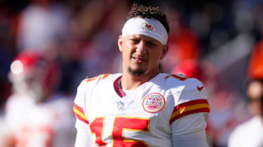 Kansas City Chiefs Quarterback Patrick Mahomes vor dem Spiel gegen die Denver Broncos.