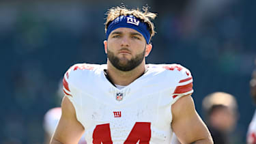 Cam Skattebo im Trikot der New York Giants - der Rookie entschuldigt sich nach umstrittenen Aussagen über CTE und Asthma öffentlich via Instagram und X (ehemals Twitter).