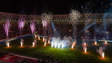 Feuerwerk beim German Bowl in Dresden.