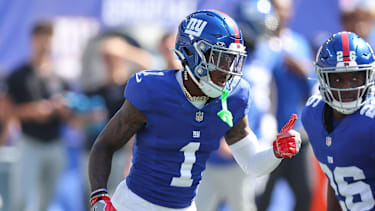 New York Giants Wide Receiver Malik Nabers beim NFL-Spiel gegen die Los Angeles Chargers.
