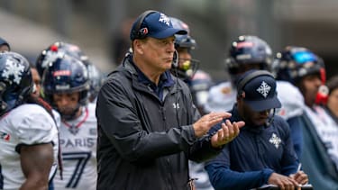 Head Coach Jack Del Rio von den Paris Musketeers beim ELF-Spiel gegen Rhein Fire in der Schauinsland-Reisen-Arena in Duisburg (European League of Football 2025)