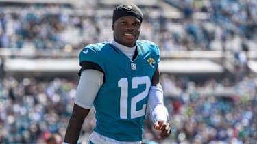 Jacksonville Jaguars Wide Receiver Travis Hunter (12) vor dem NFL-Spiel gegen die Seattle Seahawks.