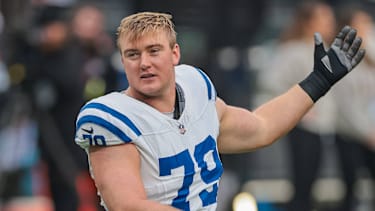 Bernhard Raimann bei einem Spiel der Colts im Winter 2025