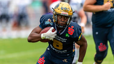 Tofunmi Lala Running Back der Dresden Monarchs beim GFL-Spiel im Heinz Field.
