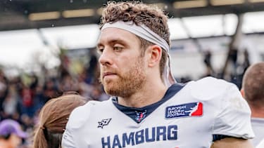 Tight End Adriá Botella Moreno auf dem Feld für die Hamburg Sea Devils.