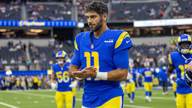 Los Angeles Rams quarterback Jimmy Garoppolo 11 on the field prior to an NFL,