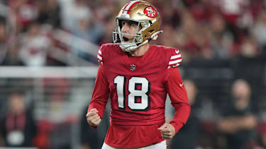 San Francisco 49ers Kicker Eddy Piñeiro nach erfolgreichem Field Goal - der Spezialist unterschreibt eine Vierjahres-Vertragsverlängerung beim NFL-Team aus San Francisco.