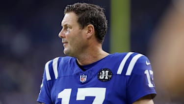 INDIANAPOLIS, IN - DECEMBER 28: Indianapolis Colts quarterback Philip Rivers (17) walks on the sidelines in the first quarter of play during an NFL, American Football Herren, USA game between the Jacksonville Jaguars and the Indianapolis Colts on December 28, 2025 at Lucas Oil Stadium, in Indianapolis, IN. (Photo by Jeffrey Brown Icon Sportswire) NFL: DEC 28 Jaguars at Colts EDITORIAL USE ONLY Icon122825005