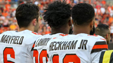 Baker Mayfield, Jarvis Landry und Odell Beckham Junior