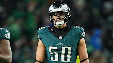 Jalen Carter #98 und Jaelan Phillips #50 von den Philadelphia Eagles im Spiel gegen die Detroit Lions im Lincoln Financial Field.