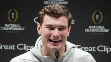 Indiana Hoosiers quarterback Fernando Mendoza during media day for the 2025 College Football Playoff National Championship at Miami Beach Convention Center.