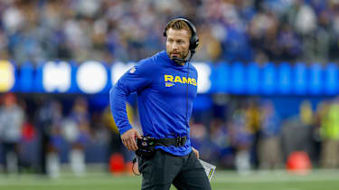 Los Angeles Rams head coach Sean McVay walks onto the field during the NFL,