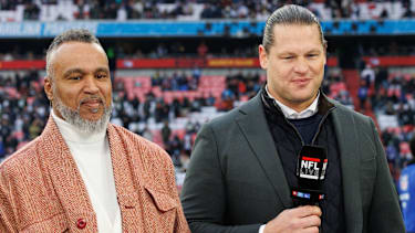 Markus Kuhn und Patrick Esume beim NFL Deutschland Spiel