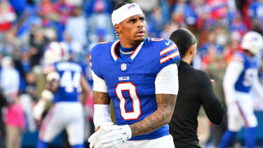 NFL, American Football Herren, USA Kansas City Chiefs at Buffalo Bills Nov 2, 2025; Orchard Park, New York, USA; Buffalo Bills wide receiver Keon Coleman (0) warms up before the game against the Kansas City Chiefs at Highmark Stadium. Orchard Park Highmark Stadium New York USA, EDITORIAL USE ONLY PUBLICATIONxINxGERxSUIxAUTxONLY Copyright: xMarkxKoneznyx 20251102_kdn_bk3_336