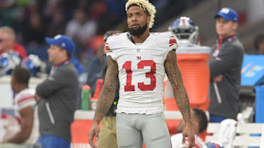 Odell Beckham Jr. zeigt sich an der Sideline bei einem NFL-Spiel der New York Giants.